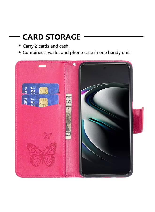 اس-توب جراب لهاتف Samsung Galaxy S22+ 5G من الجلد بنقشة فراشتين مع حامل وفتحة بطاقة ومحفظة وحبل - Image 5