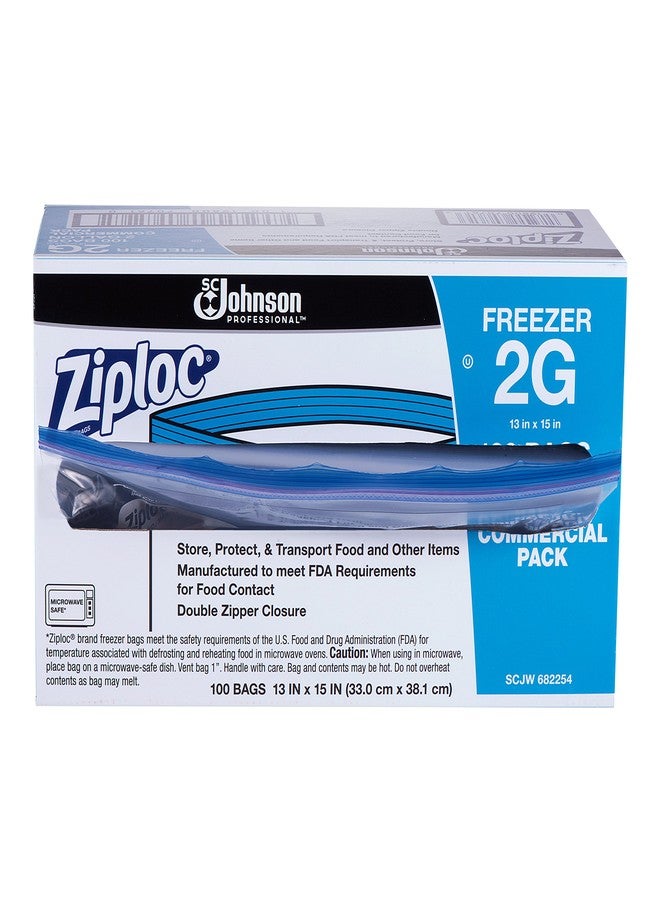 SC Johnson Ziploc Two Gallon Food Storage Freezer Bags, Grip 'n Seal Technology for Easier Grip, Open, and Close, 100 Count