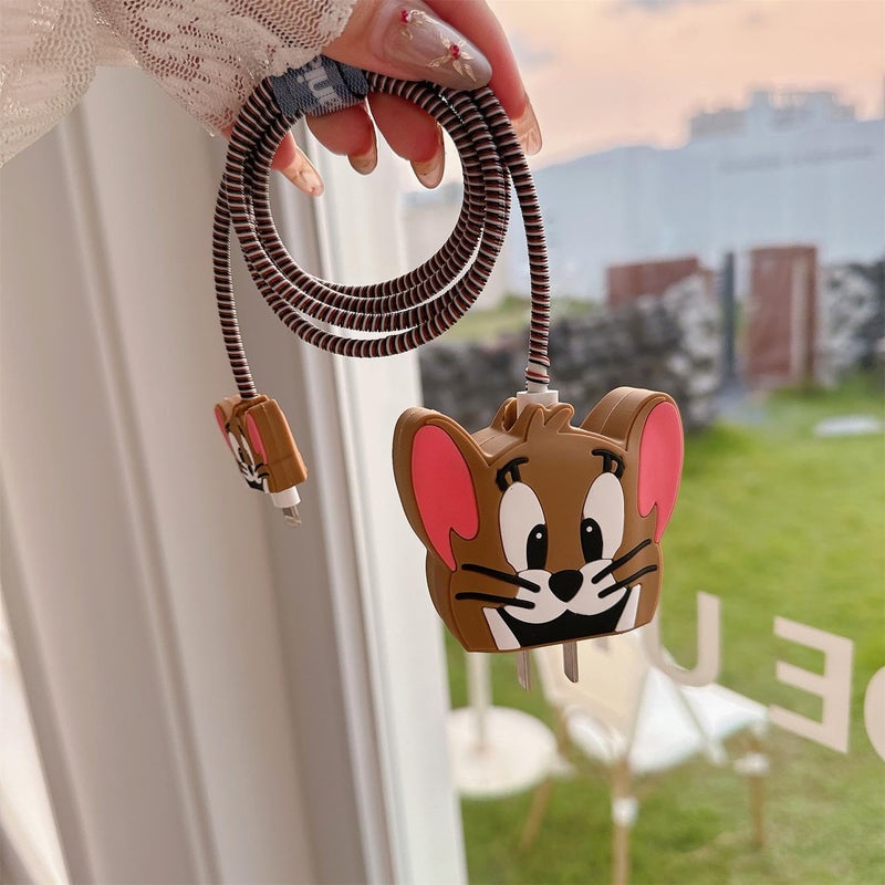 SKYCELL Charger Case Cover with Full Cable Protector 3D Cute Pattern Compatible for iPhone Charger Only 18W & 20W iPhone 16,iPhone 13,iPhone 15,iPhone 14 (TOM Brown) - Image 4