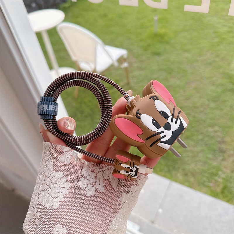 SKYCELL Charger Case Cover with Full Cable Protector 3D Cute Pattern Compatible for iPhone Charger Only 18W & 20W iPhone 16,iPhone 13,iPhone 15,iPhone 14 (TOM Brown) - Image 5