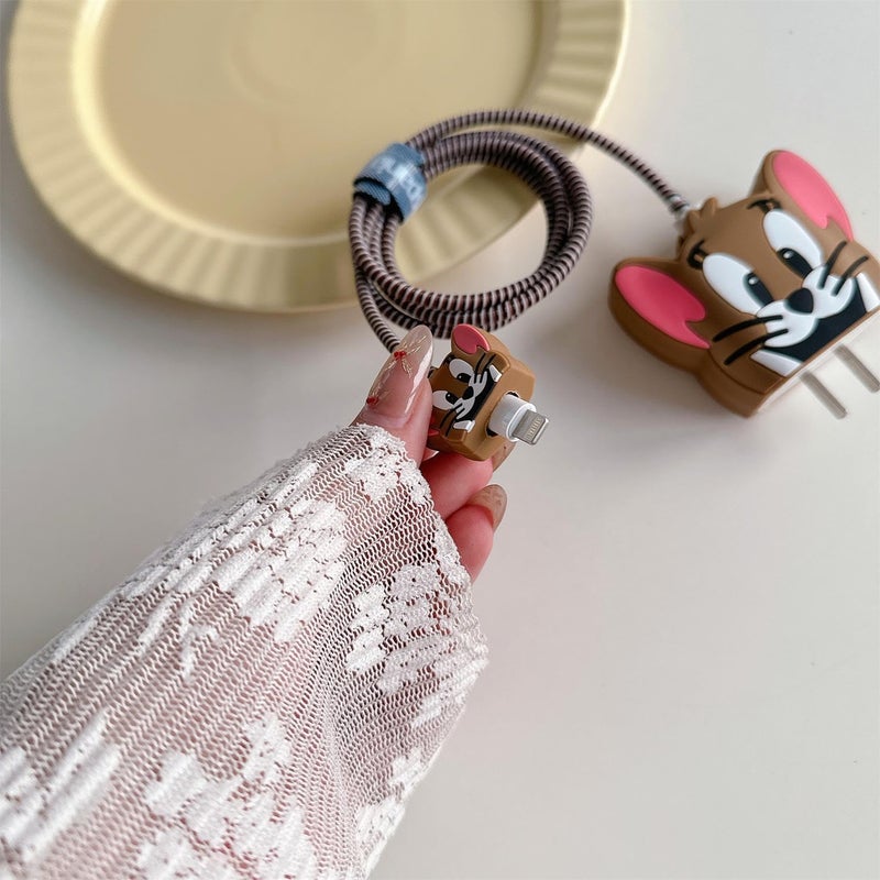 SKYCELL Charger Case Cover with Full Cable Protector 3D Cute Pattern Compatible for iPhone Charger Only 18W & 20W iPhone 16,iPhone 13,iPhone 15,iPhone 14 (TOM Brown) - Image 2