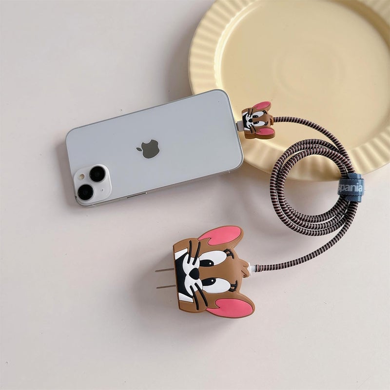 SKYCELL Charger Case Cover with Full Cable Protector 3D Cute Pattern Compatible for iPhone Charger Only 18W & 20W iPhone 16,iPhone 13,iPhone 15,iPhone 14 (TOM Brown) - Image 3