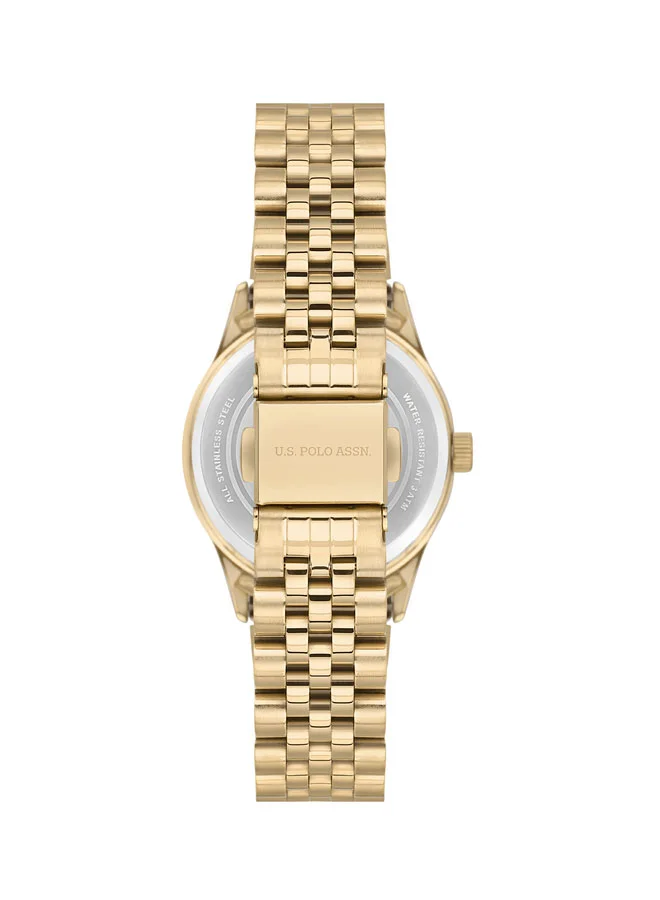 U.S. Polo Assn. Stile 30mm Women's Analog Watch with Yellow Gold Plated Stainless Steel Bracelet