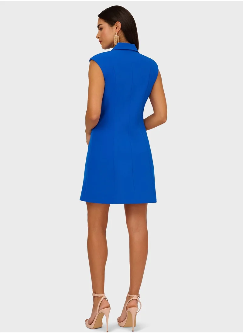 AIDAN MATTOX Pocket Detail Front Button Blazer Dress