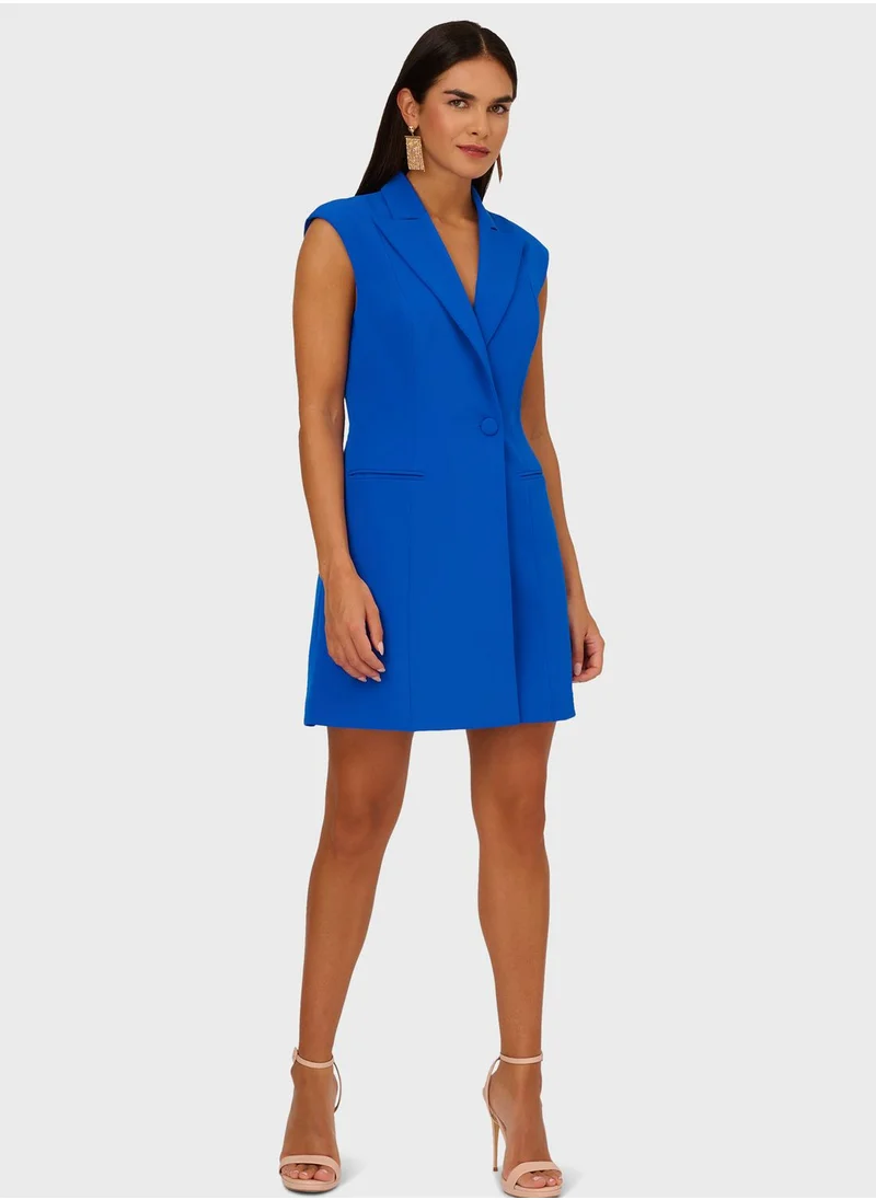 AIDAN MATTOX Pocket Detail Front Button Blazer Dress