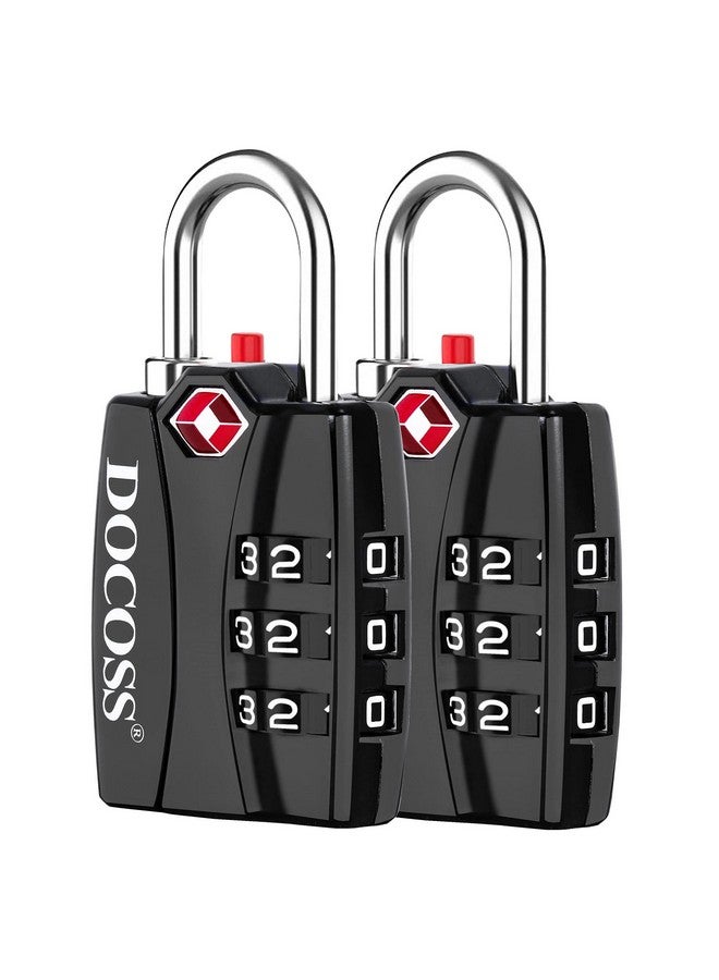 Docoss Metal TSA 3 Digit Number Lock for Bag, Luggage, Travel (Black) - Set of 2 | Zinc,Metallic Finishes | Black - Number Combination TSA Lock for Luggage - Image 1