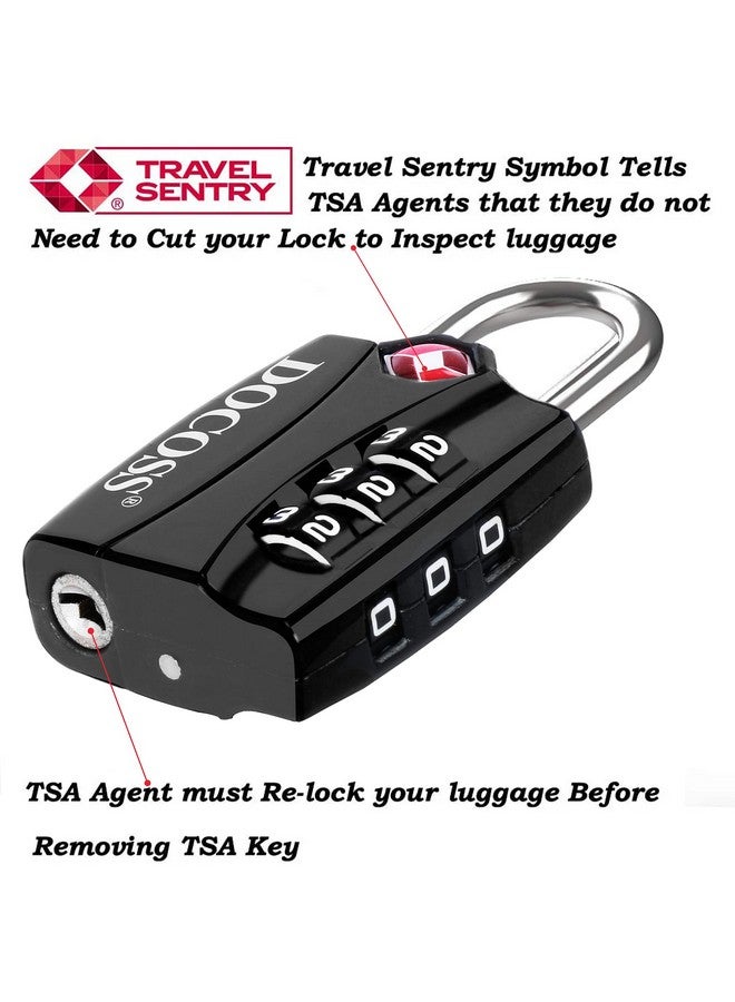 Docoss Metal TSA 3 Digit Number Lock for Bag, Luggage, Travel (Black) - Set of 2 | Zinc,Metallic Finishes | Black - Number Combination TSA Lock for Luggage - Image 2
