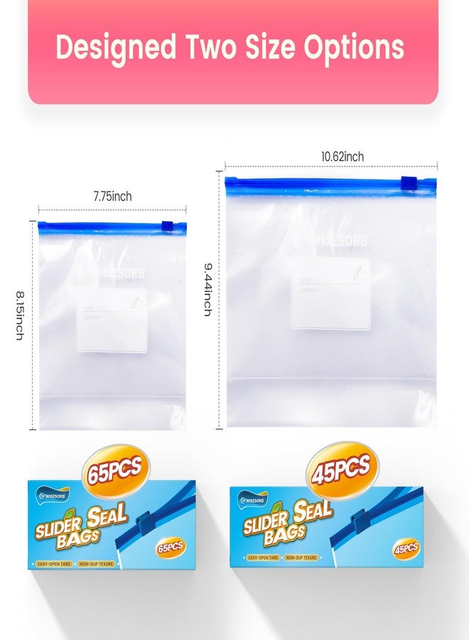 Wisesorb WiseFresh 65 Count Sandwich Bags, Food Storage Slider Bags for Preserve Freshness & Protect Flavor(65 Count/Pack, 1 Pack) - Image 3