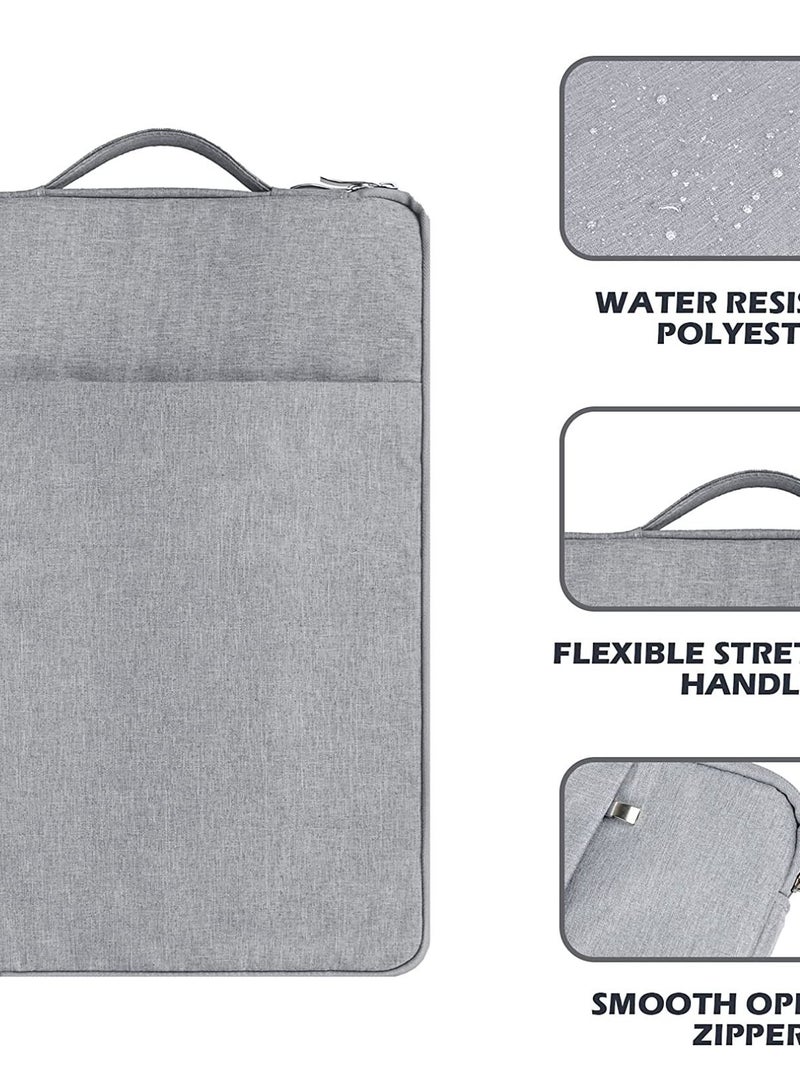 13.3 Inch Laptop Sleeve Compatible with M1 M2 MacBook Pro 14" A2442, 13.6" A2681, 13.3 Air Pro A2338 A2337 & Chromebook Notebook Briefcase Carrying Case with Handle Front Pocket Bag--Grey  - Image 4