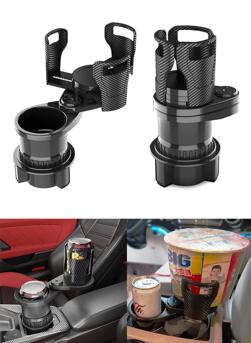 Vermaney Car Cup Holder Extender, Multifunctional 2-in-1 Dual Car Drink Holders, 360° Rotating Adjustable Base Expanding Cup Holder for Car Vehicles Water Bottle Drinks Container Car Accessories (Black) - Image 1