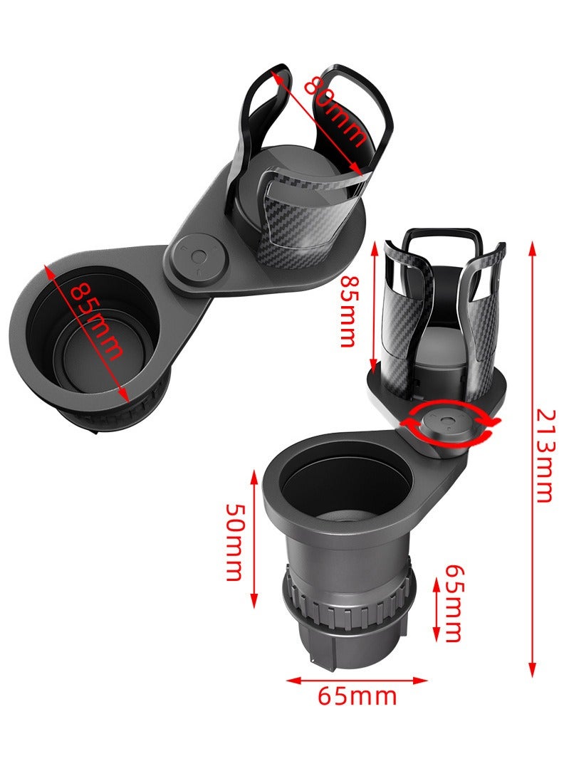 Vermaney Car Cup Holder Extender, Multifunctional 2-in-1 Dual Car Drink Holders, 360° Rotating Adjustable Base Expanding Cup Holder for Car Vehicles Water Bottle Drinks Container Car Accessories (Black) - Image 3