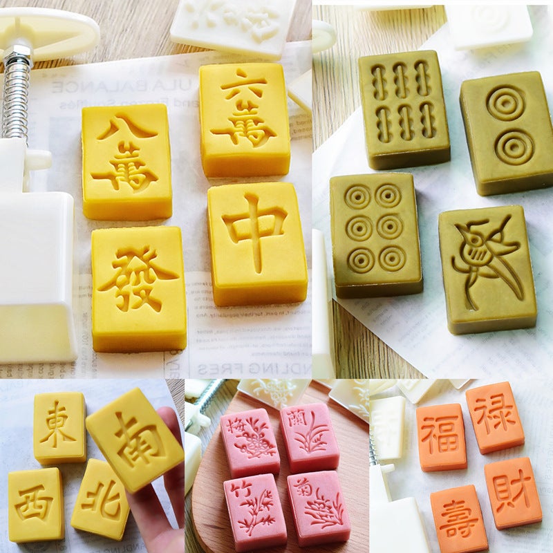 Mahjong Series Mung Bean Cake Mold National Tide Hand-Pressed Square Moon Cake Mold 30G Household Baking Tools - Image 2