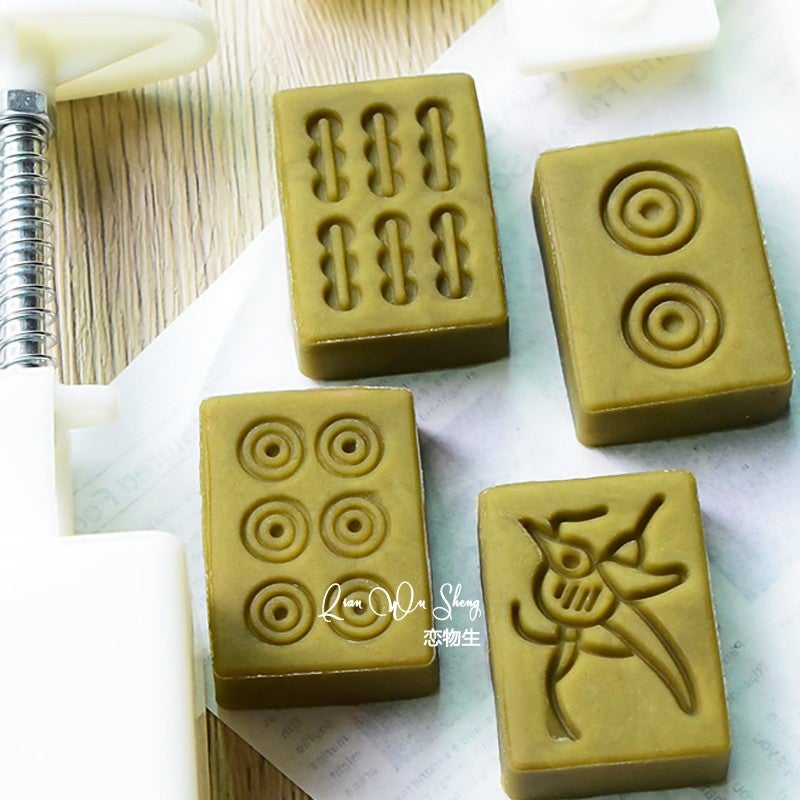 Mahjong Series Mung Bean Cake Mold National Tide Hand-Pressed Square Moon Cake Mold 30G Household Baking Tools - Image 3