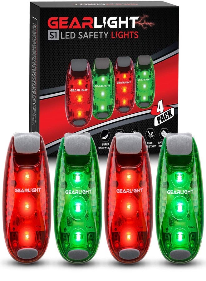 GearLight S1 LED Safety Lights Bike Taillights - Clip-On for Boat, Bike, Dog & Runners - Red, Green - Pocket-Sized, Compact, Portable (Pack of 4) - Image 1