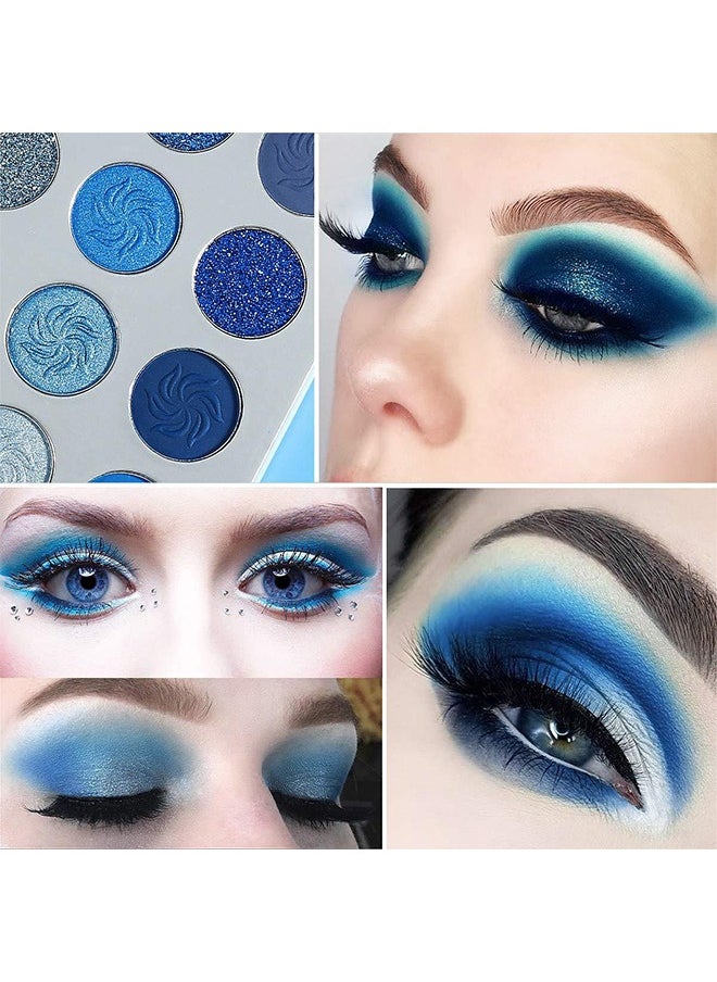 Technic - Blue Eyeshadow Palette, 15 Colors Eye Shadow Pallete Sets Highly Pigmented Matte Glitter Colorful Long Lasting Blendable Nude Silver Grey Glitter Metallic Navy Dark Light Blue Makeup Pallet For Women - Image 1