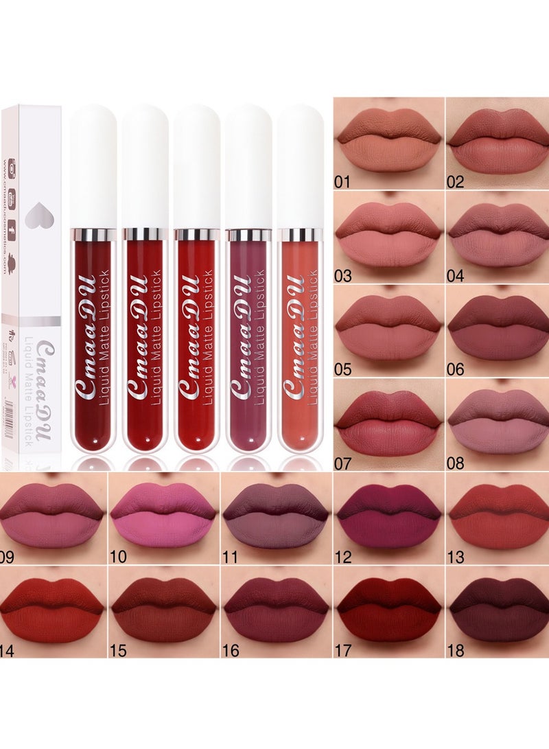 CmaaDu 1 قطعة أحمر شفاه سائل، أحمر شفاه غير لامع مقاوم للماء، لون غير متلاشي يدوم طويلاً، تركيبة طبيعية مرطبة لأقلام تحديد الشفاه لمناسبات متعددة، (لون أحمر شفاه غير لامع_17) - Image 3