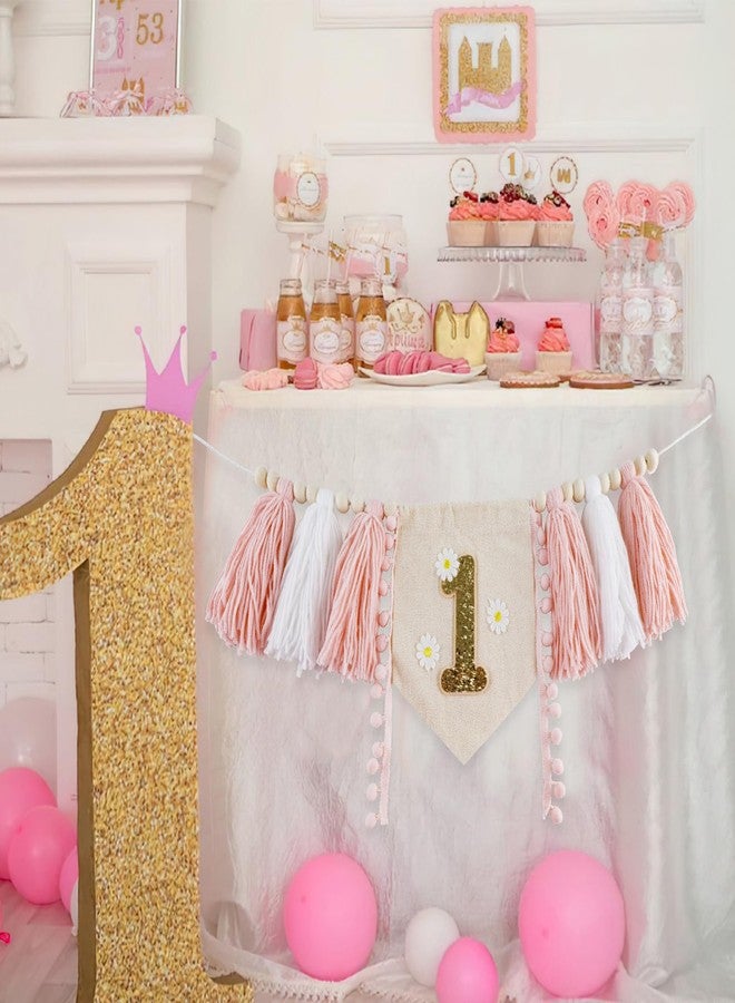 Fellibay 1st Birthday High Chair Banner, Girl Butterfly Pink and Purple Tassel, Fairy First Birthday Party Decoration, 1st Birthday Banner for Girls Sweet 1st Banner High Chair Party Decor (Style C) - Image 4