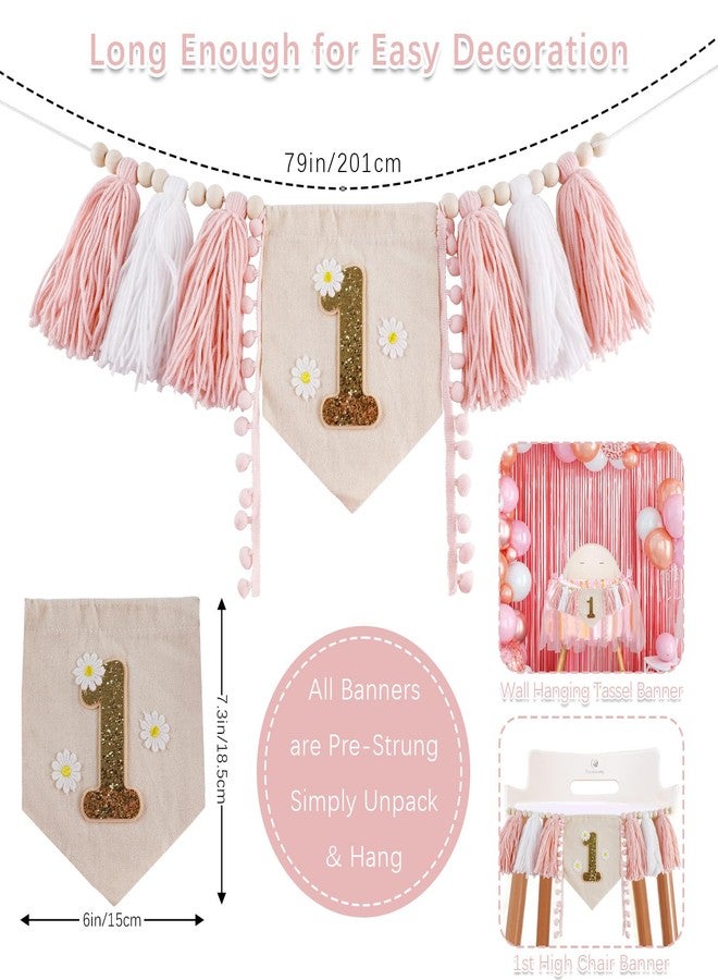 Fellibay 1st Birthday High Chair Banner, Girl Butterfly Pink and Purple Tassel, Fairy First Birthday Party Decoration, 1st Birthday Banner for Girls Sweet 1st Banner High Chair Party Decor (Style C) - Image 3