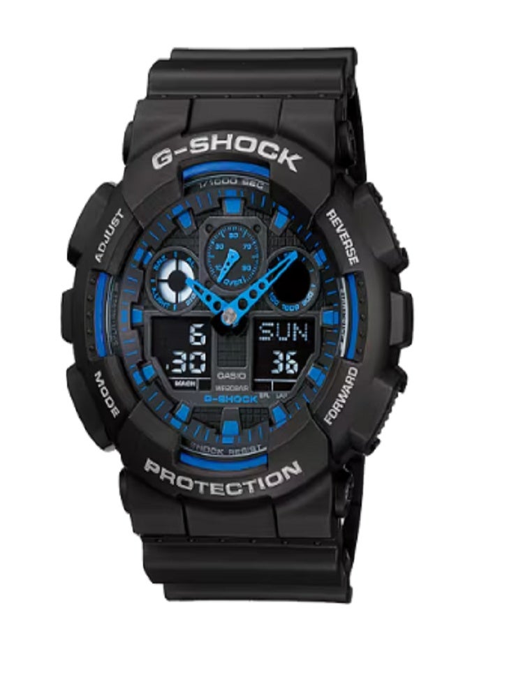 Casio G-SHOCK Analog-Digital Watch - Black with Electric Blue Accents