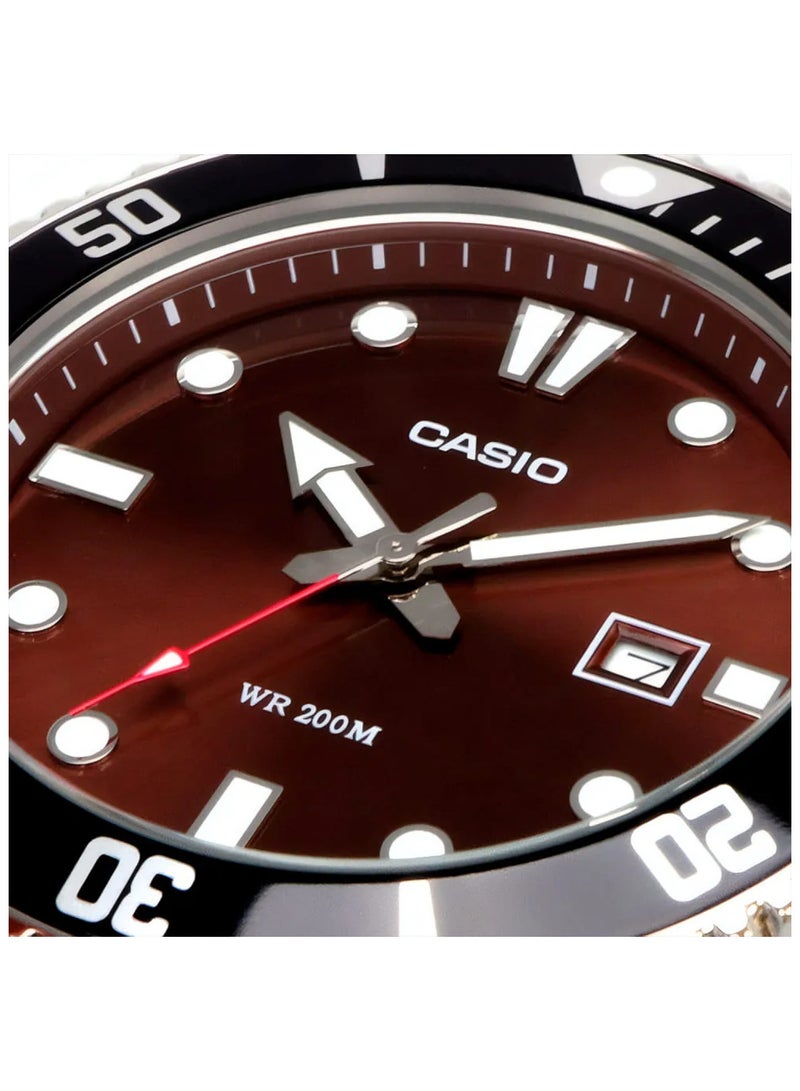 CASIO Men's Brown Dial Stainless Steel Diver Watch  MDV-107D-5AVDF - Image 2