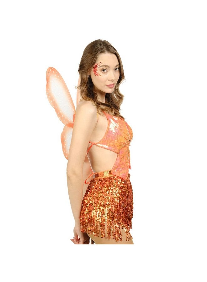 Funcredible Monarch Butterfly Wings ; Orange Fairy Wings With Chunky Glitter Set ; Butterfly Costume Accessories ; Halloween Cosplay Party Favors For Women And Kids - Image 4
