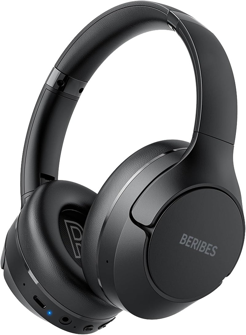 BERIBES Active Noise Cancelling Headphones Wireless Bluetooth Over Ear, Deep Bass HiFi Stereo Sound, 100H Playtime, Foldable Lightweight Headset with Built-in 4 Mic for Travel, Work, Office - Image 1
