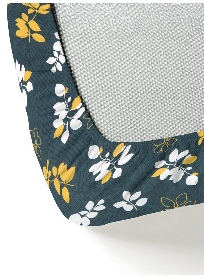 SHOMES Elastic Fitted Bedsheets with 2 King Size Pillow Covers | Double Bed with All Around Elastic, Size 72 X 78 X 8 Inches (Grey, Yellow, 250 Tc, Floral) - Image 4