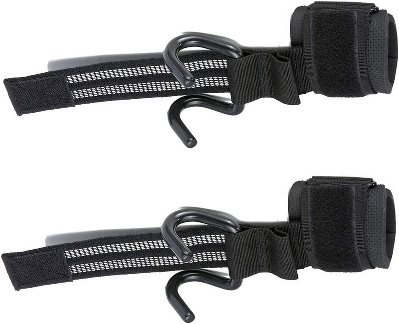 Ikerall Heavy Duty Strap with pro Metal Lifting Steel Hooks Improves Grip for Weightlifting, Powerlifting, Bodybuilding & Deadlift - Neoprene Padded Wrist Wraps Provides Support for Men & Women - Image 2