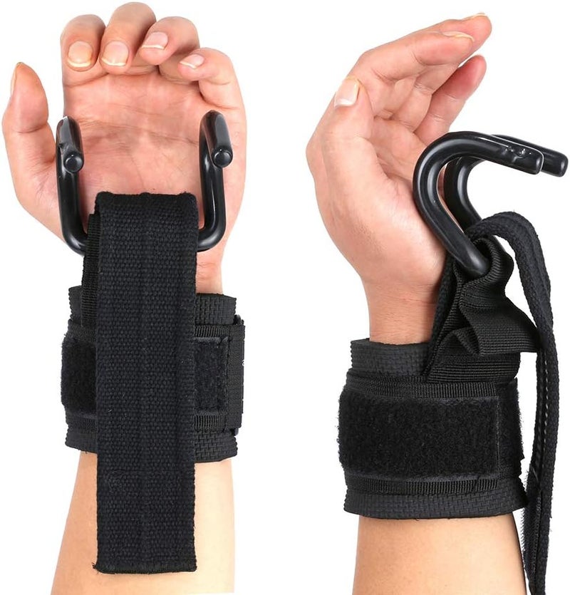 Ikerall Heavy Duty Strap with pro Metal Lifting Steel Hooks Improves Grip for Weightlifting, Powerlifting, Bodybuilding & Deadlift - Neoprene Padded Wrist Wraps Provides Support for Men & Women - Image 1