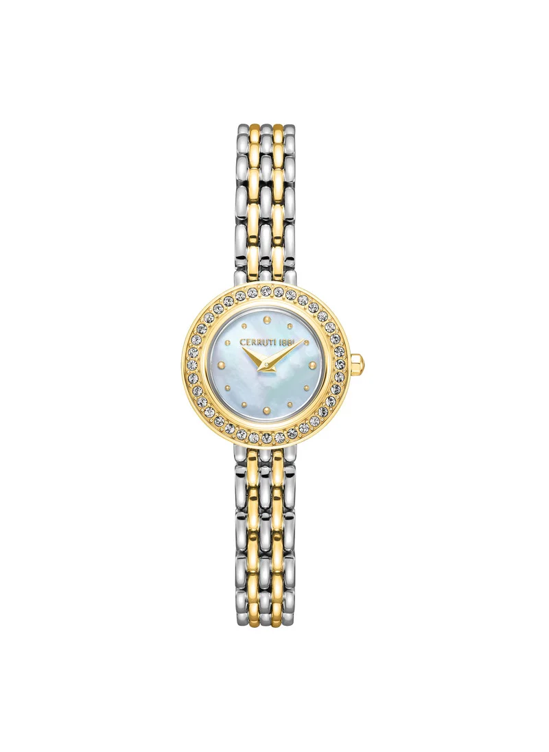 CERRUTI 1881 Matera Analog Women's Watch - White Mother of Pearl Dial, Two-Tone Bracelet