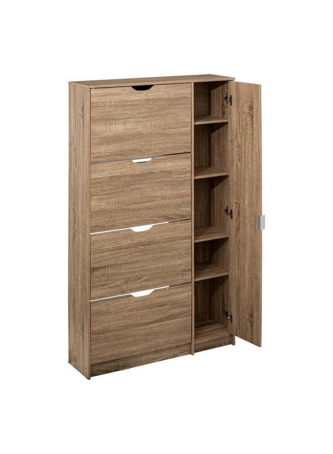 Five Simply Smart Natural Oak Effect Floor Standing Shoe Rack with Mirror Brown 155.4 x 23.3 x 85 cm 202304 - Image 3