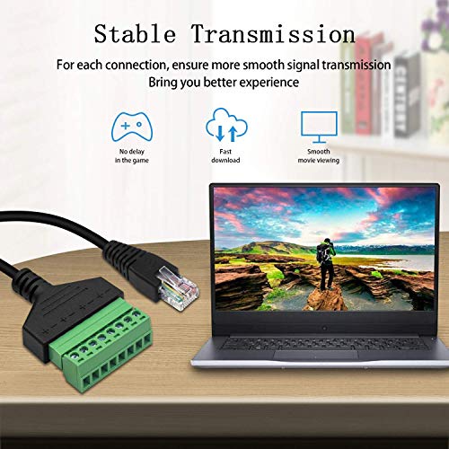 Poyiccot RJ45 Screw Terminal Adapter, RJ45 Male to 8 Pin Screw Terminal Connector, Ethernet Extender Network Adapter 8P8C Breakout Board Cable for Cat5 /6/7 AV CCTV, 12inch - Image 5
