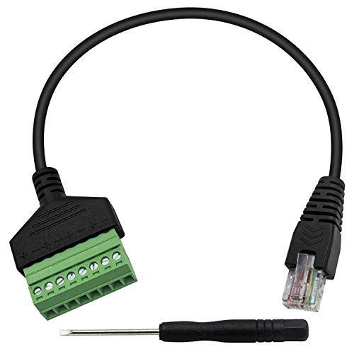 Poyiccot RJ45 Screw Terminal Adapter, RJ45 Male to 8 Pin Screw Terminal Connector, Ethernet Extender Network Adapter 8P8C Breakout Board Cable for Cat5 /6/7 AV CCTV, 12inch - Image 1