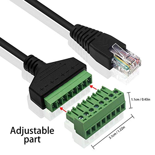Poyiccot RJ45 Screw Terminal Adapter, RJ45 Male to 8 Pin Screw Terminal Connector, Ethernet Extender Network Adapter 8P8C Breakout Board Cable for Cat5 /6/7 AV CCTV, 12inch - Image 2