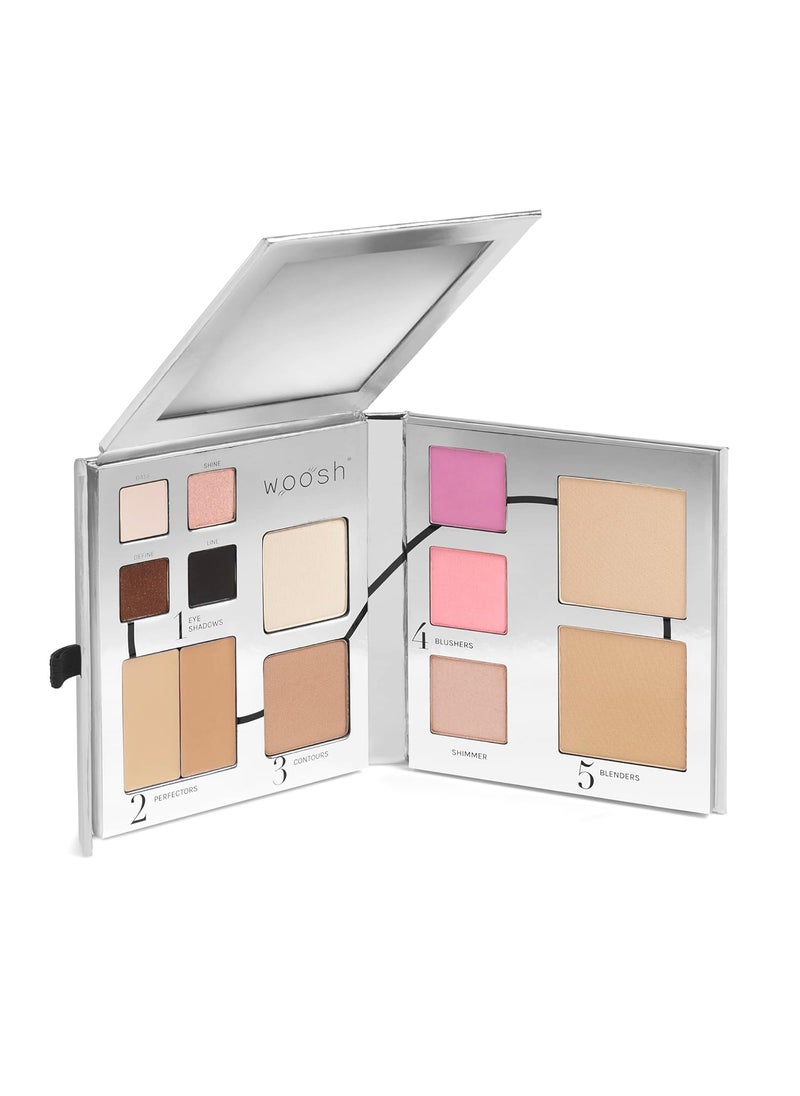 Woosh - Woosh Beauty, Fold Out Face Original Makeup Palette, Travel, All in One, Neutral Cream & Powder (#2 Medium Light) - Image 1