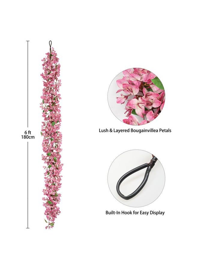 Briful 6ft Bougainvillea Flower Garland – Artificial Silk Floral Vine with Built-in Hook Faux Flower Garland for Backdrop Table Wall Wedding Party Home Decoration(Pale Pink) - Image 2