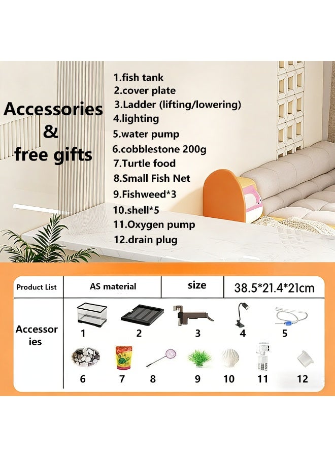 Fish tank/aquarium set, including planted lights, air pump, and filter, suitable for beginners. Transparent plastic fish tank, suitable for betta fish, goldfish, and turtles (medium size). - Image 2