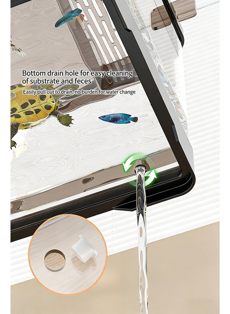 Fish tank/aquarium set, including planted lights, air pump, and filter, suitable for beginners. Transparent plastic fish tank, suitable for betta fish, goldfish, and turtles (medium size). - Image 4