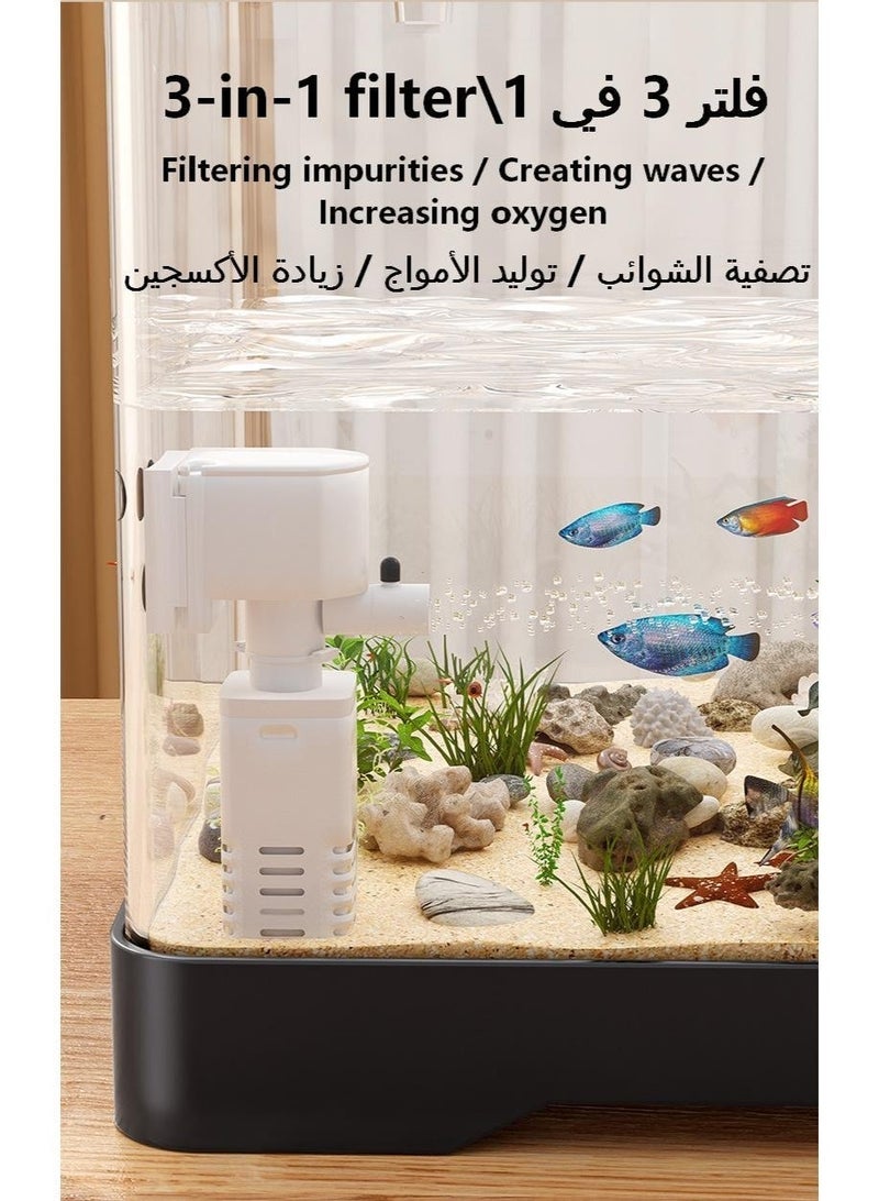 Fish tank/aquarium set, including planted lights, air pump, and filter, suitable for beginners. Transparent plastic fish tank, suitable for betta fish, goldfish, and turtles (medium size). - Image 3