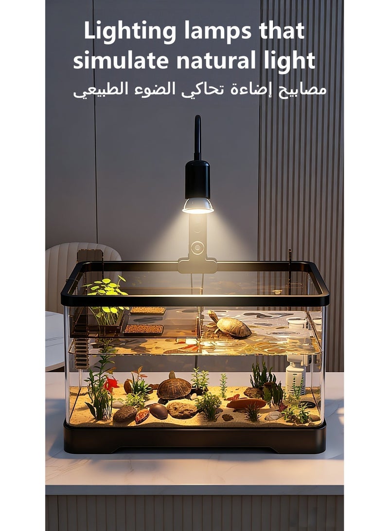 مجموعة حوض سمك/أكواريوم، تشمل إضاءة نباتية، ومضخة هواء، وفلتر، مناسبة للمبتدئين. حوض سمك بلاستيكي شفاف، مناسب لأسماك البيتا، والأسماك الذهبية، والسلاحف (متوسطة الحجم). - Image 4