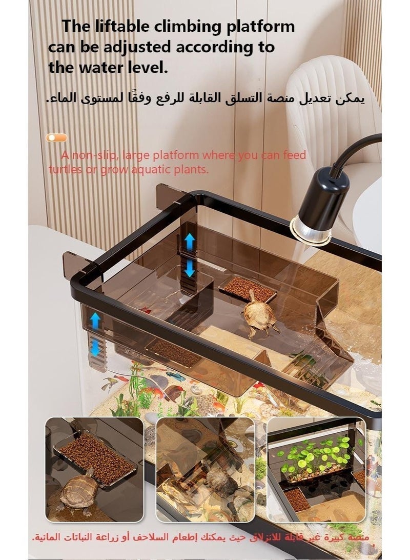 مجموعة حوض سمك/أكواريوم، تشمل إضاءة نباتية، ومضخة هواء، وفلتر، مناسبة للمبتدئين. حوض سمك بلاستيكي شفاف، مناسب لأسماك البيتا، والأسماك الذهبية، والسلاحف (متوسطة الحجم). - Image 5