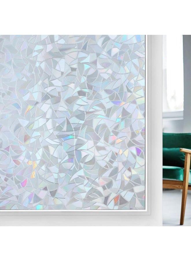 rabbitgoo Window Privacy Film, Static Cling Rainbow Film Decorative Window Tinting Film for Home, Daytime Protection Stained Glass Films Heat Control Window Clings, Grayish Silver, 17.5x78.7 inches - Image 1