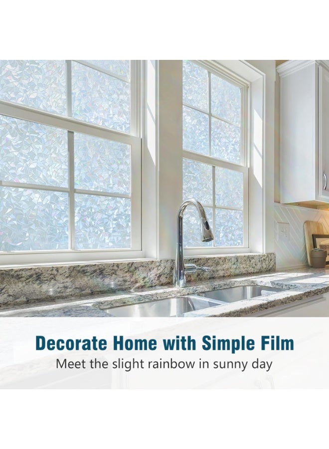 rabbitgoo Window Privacy Film, Static Cling Rainbow Film Decorative Window Tinting Film for Home, Daytime Protection Stained Glass Films Heat Control Window Clings, Grayish Silver, 17.5x78.7 inches - Image 2