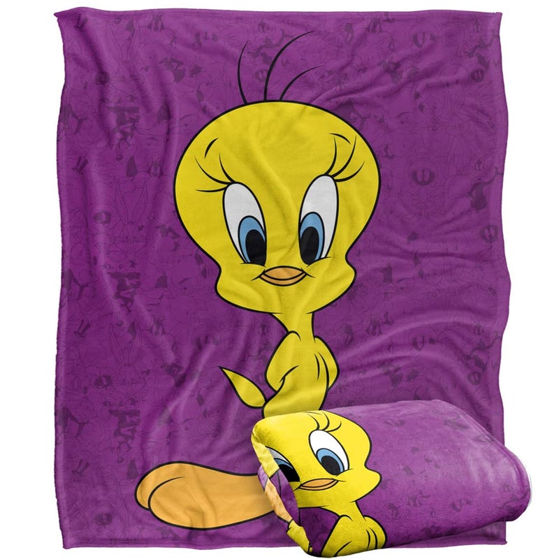 Looney Tunes Blanket 50x60 Tweety Bird Character Silky Touch Super Soft Throw