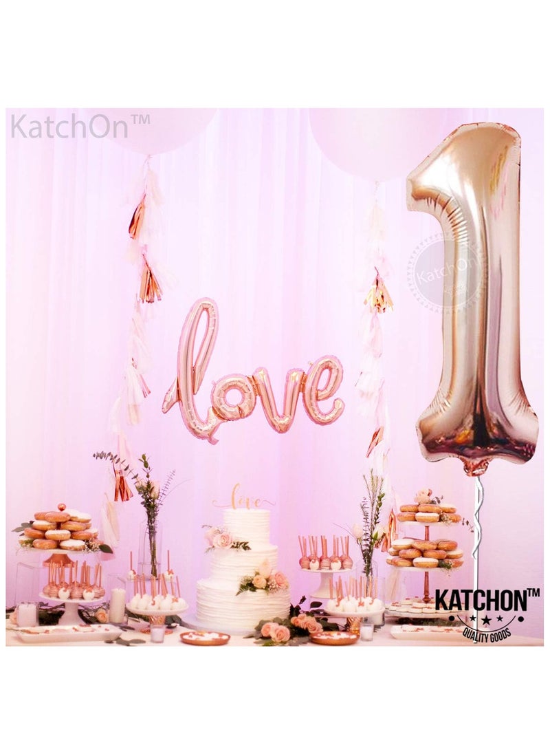 KATCHON Rose Gold Number 1 Balloon for 1st Birthday or Anniversary Decoration 40 Inch  - Image 4