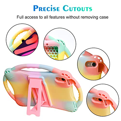 TopEsct Kids Case for iPad mini 7 (A17 Pro) 2024 /iPad Mini6 2021, Shockproof Silicone Cover with Handle Stand for 8.3" iPad mini 6th/7th Gen,Rainbow - Image 4