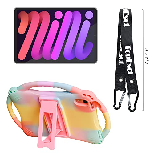 TopEsct Kids Case for iPad mini 7 (A17 Pro) 2024 /iPad Mini6 2021, Shockproof Silicone Cover with Handle Stand for 8.3" iPad mini 6th/7th Gen,Rainbow - Image 5