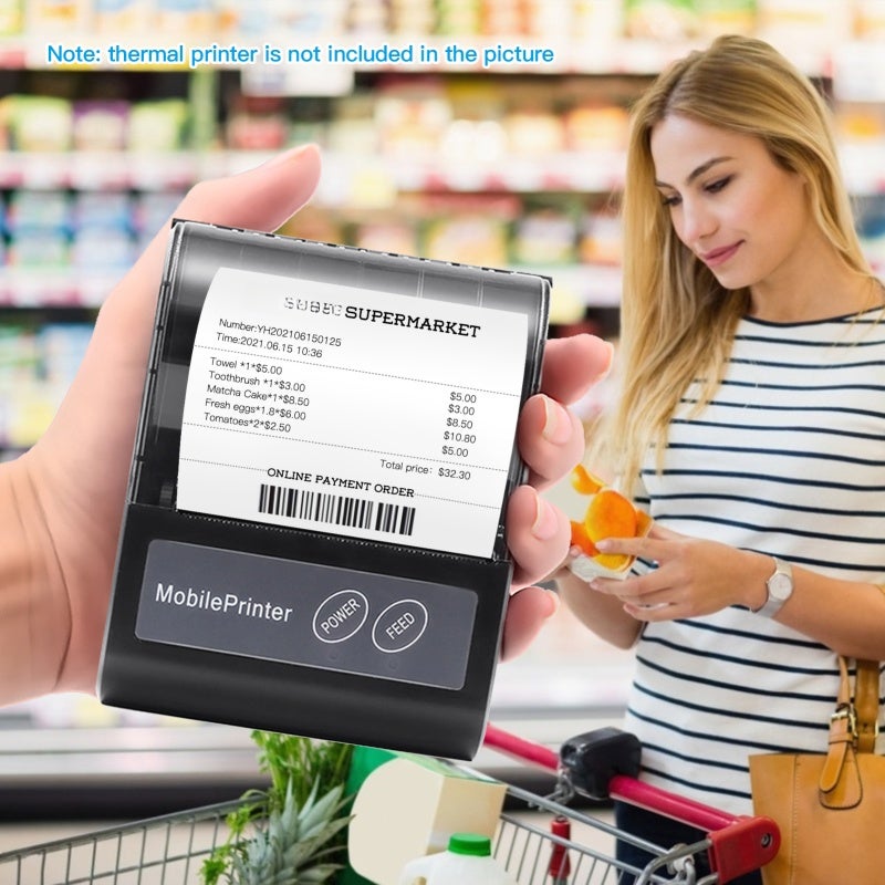 أشرطة الورم الحراري: عبوة من 5 قطعة 57*30 ملم خالية من بيسفينول أ (BPA) مع حفظ الطباعة لمدة 10 سنوات - ورم حراري مقاوم للماء والمواد الزيتية والاحتكاك لأجهزة الطباعة الحرارية الصغيرة والمكتب والدراسة والاستخدام اليومي - Image 5