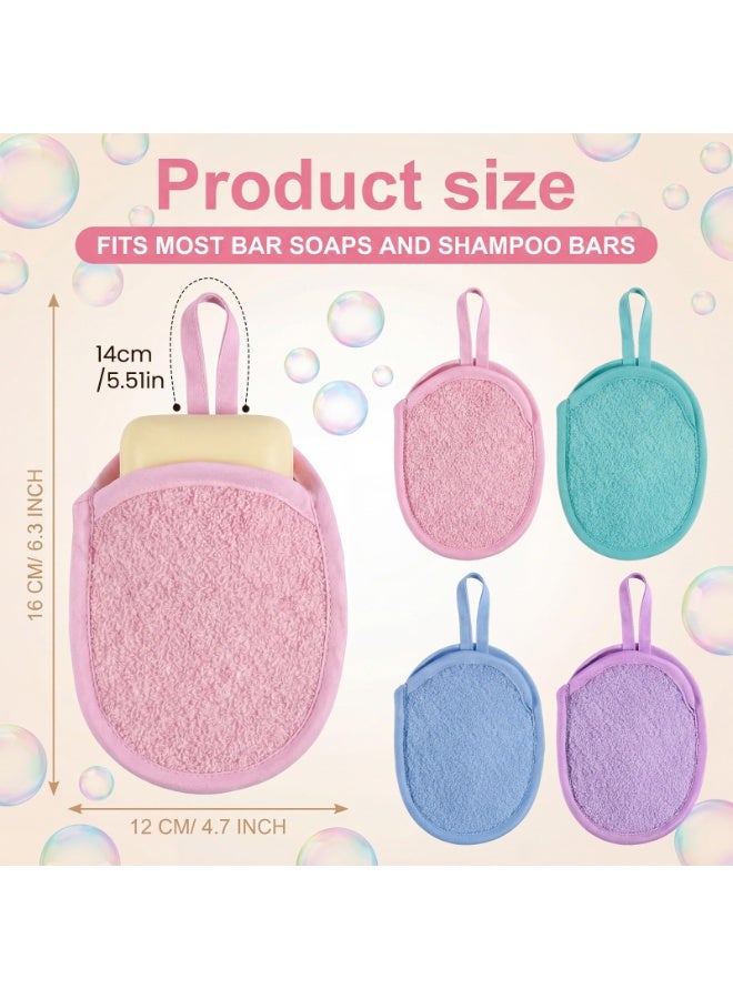 4 Pack Multi-Color Exfoliating Soap Saver Bags Reusable Bath Loofah Sponge Soft Body Scrubber Pouch Gentle Cleansing Tool for Face and Body for Men and Women Daily Shower Use - Image 2