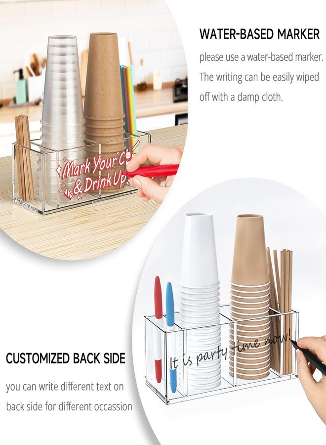 KOTEMON Cup Holder with Marker Slot - Mark Your Cup and Drink Up Countertop Double Cup Holder Organizer Compatible with Solo Cup, Party Decoration Bathroom Kitchen Bar Picnic Gathering, Clear Acrylic - Image 5